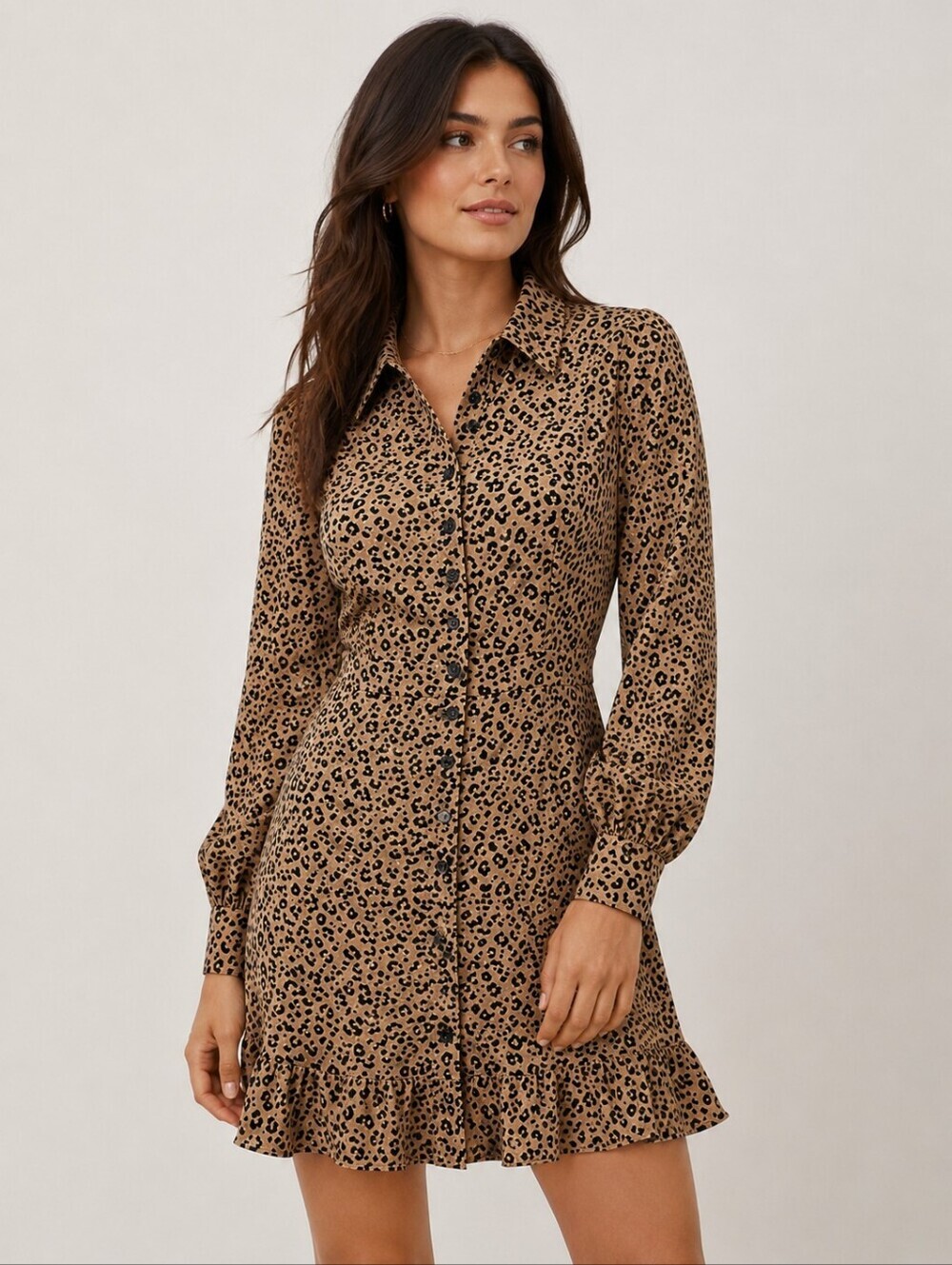 Abercrombie & Fitch Leopard Print Button Front Mini Dress XXS Petite